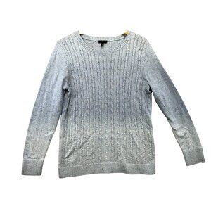 Talbots Womens Cable Knit Sweater Lp Petite Light Blue